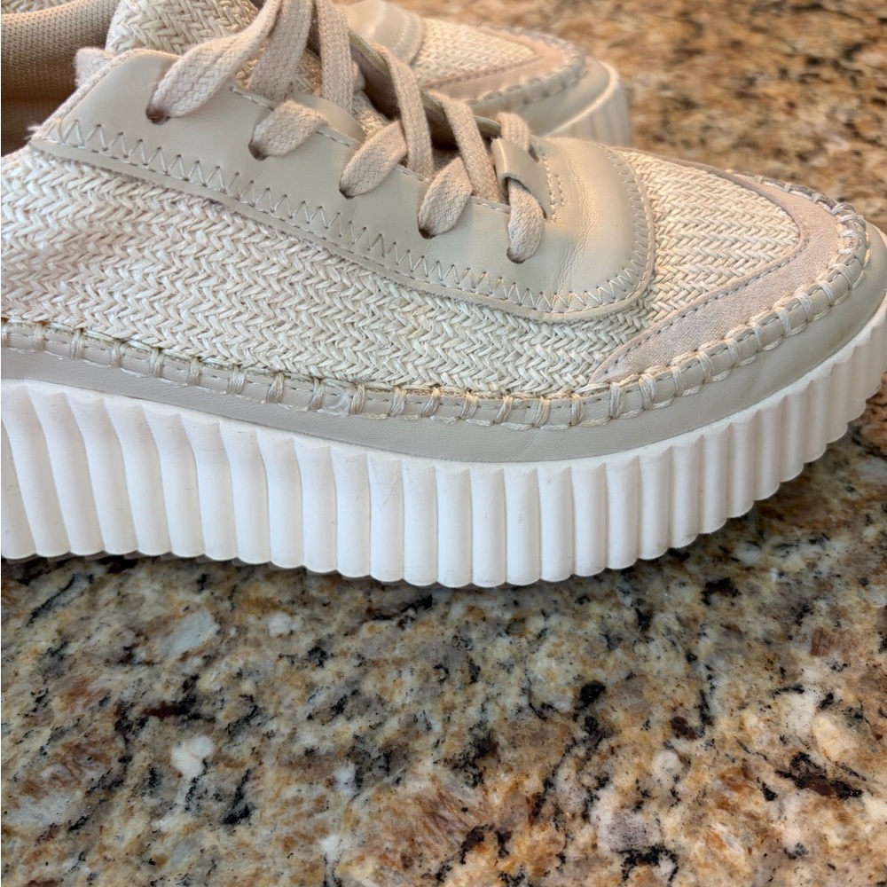 Dolce Vita Neutral Cream Woven Platform Sneakers - Picture 4 of 9